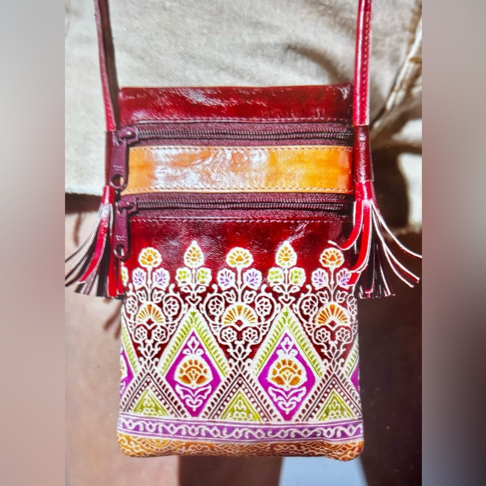Hand-Painted Genuine Leather Crossbody Bag